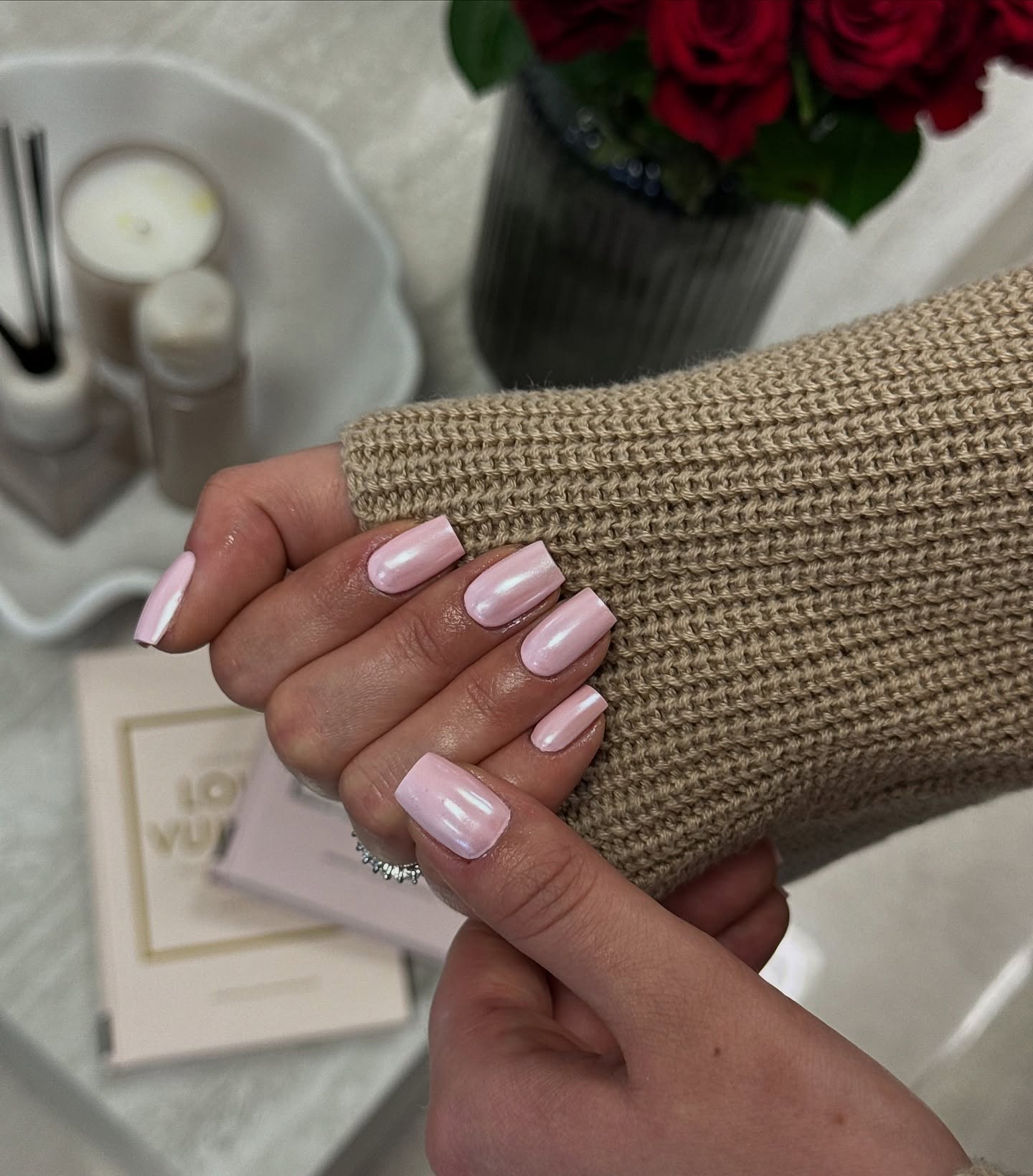 Baby Pink Chrome Finish short nail design instagram preview