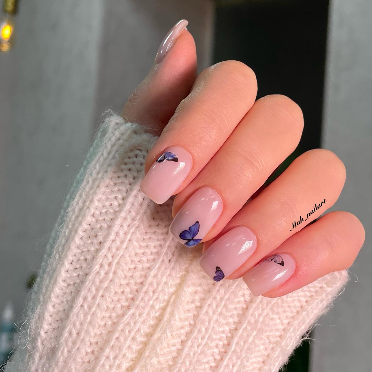 Butterfly Nail Art in Pastel Tones short nail design instagram preview