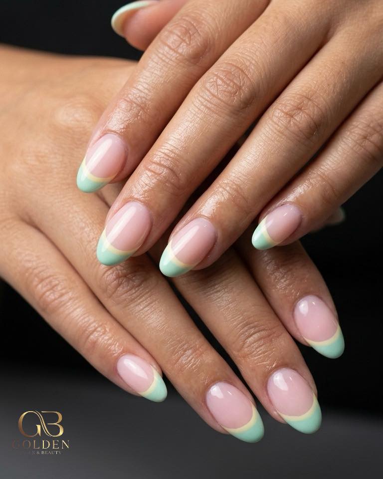 Mint Green French Tips