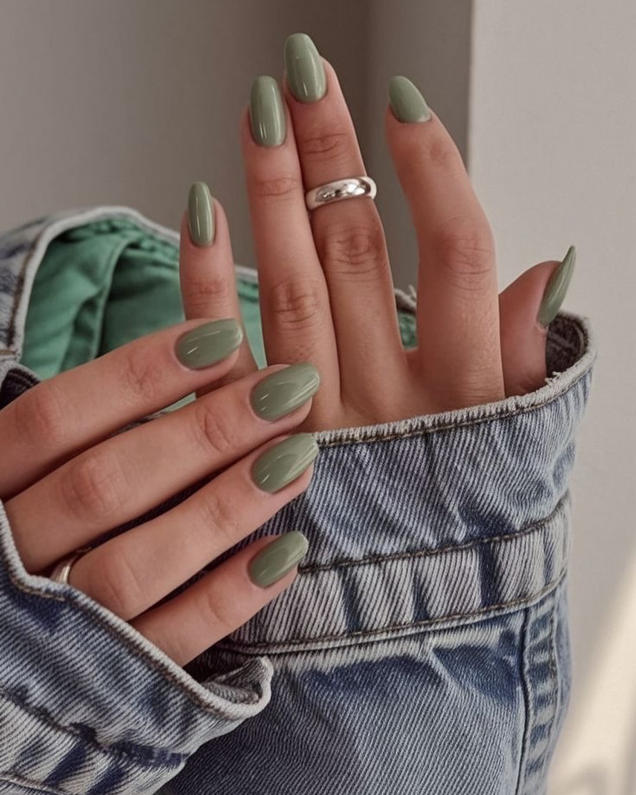 Sage Green Minimalist Lines short nail design instagram preview