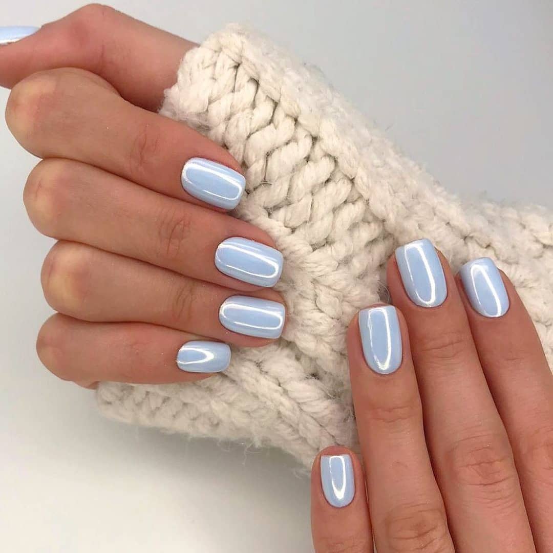 Sky Blue Cloud Nails short nail design instagram preview