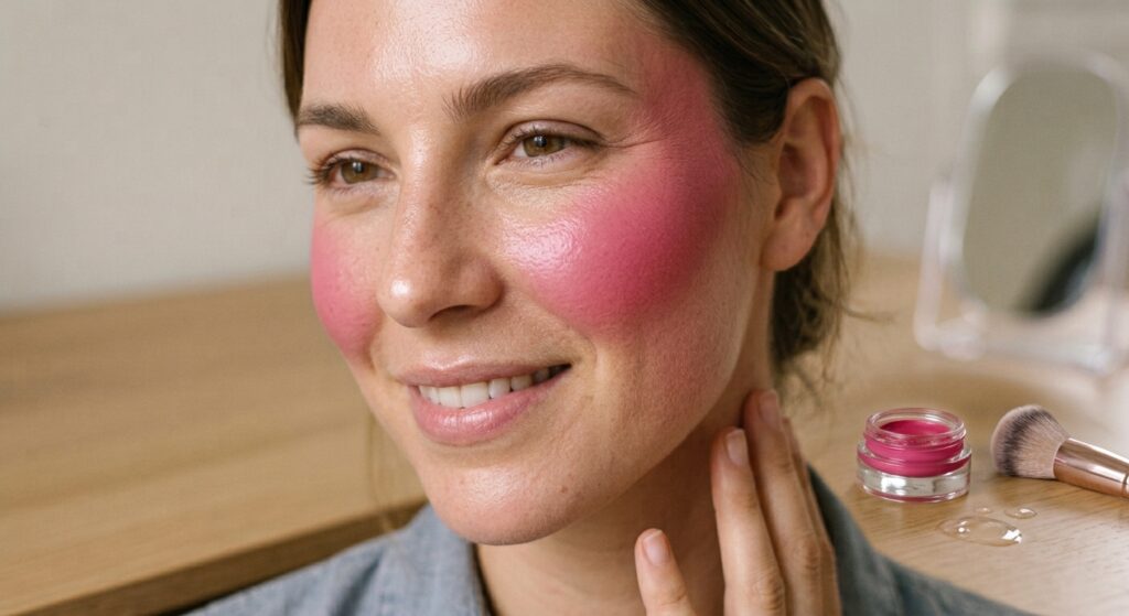 Bold Pink Blush Makeup